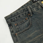 Men’s Washed Yellow Straight Leg Jeans – Vintage Denim Fit