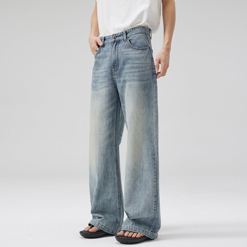 Men’s Light Blue Washed Jeans – Stretch Straight Casual Fit