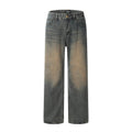 Pair of gray jeans on a white background