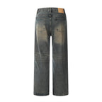 Men’s Washed Yellow Straight Leg Jeans – Vintage Denim Fit